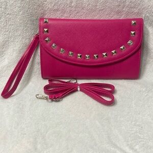 Pink Studded Clutch Bag